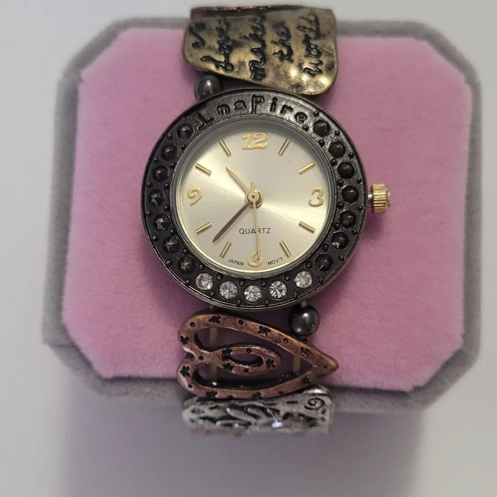 Hearts Watch Stretch Band Bracelet Womens